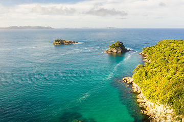 Image showing aerial view of Hahei Beach New Zealand