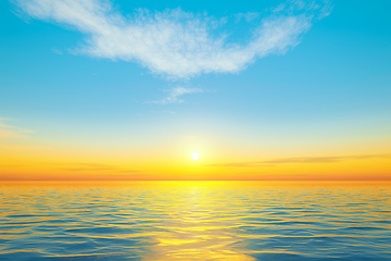 Image showing beautiful sunset at the calm ocean dream