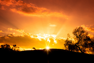 Image showing beautiful sunset in the Australia outback
