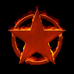 Image showing burning red star in a circle