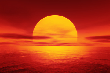 Image showing red sunset over the ocean