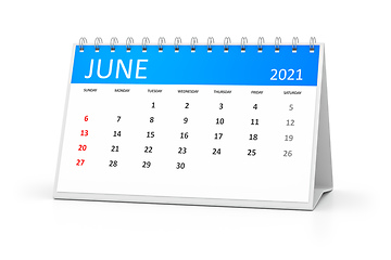 Image showing table calendar 2021 june