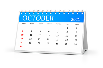 Image showing table calendar 2021 october