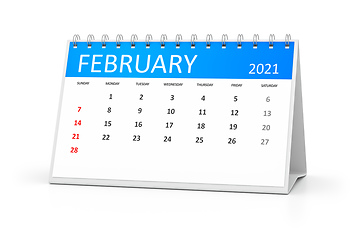 Image showing table calendar 2021 february