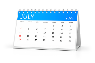 Image showing table calendar 2021 july