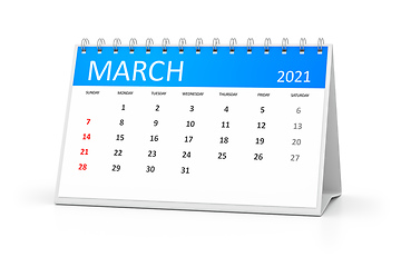 Image showing table calendar 2021 march
