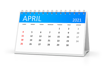 Image showing table calendar 2021 april