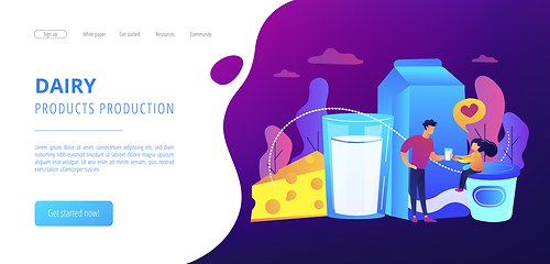 Image showing Dairy products concept landing page.