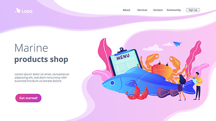 Image showing Seafood menu concept landing page.