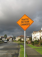 Image showing traffic pattern changed sign