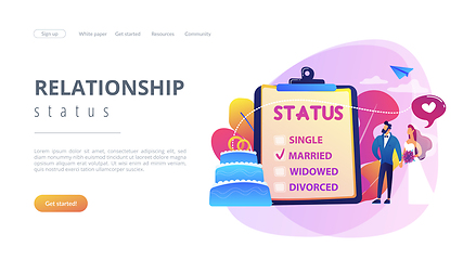 Image showing Relationship status concept landing page.