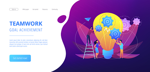 Image showing Teamwork concept landing page.