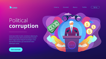 Image showing Political corruption concept landing page.