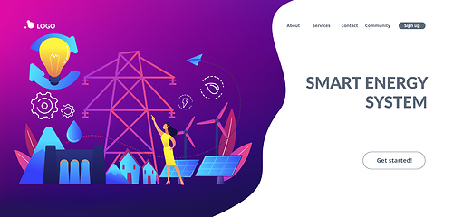 Image showing Sustainable energy concept landing page.