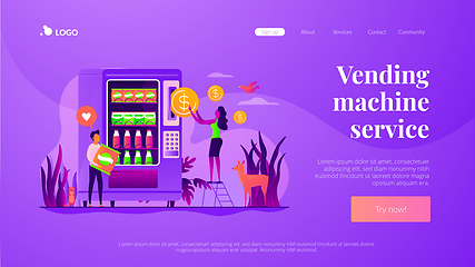 Image showing Vending machine service landing page template.