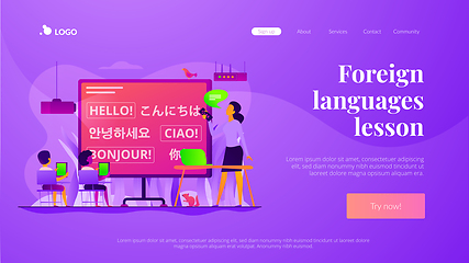 Image showing Foreign languages landing page template.