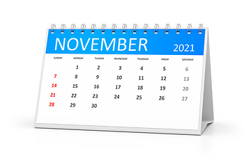 Image showing table calendar 2021 november