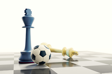 Image showing a soccer ball on a chess board
