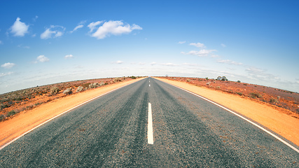 Image showing Road in Australia with curved horizon