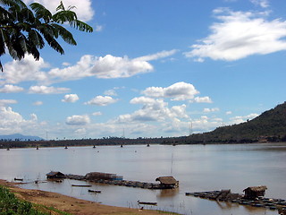 Image showing Huts in the Mekong. Laos