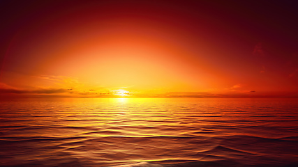 Image showing sunset sky at the ocean background