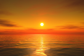 Image showing beautiful golden ocean sunset 