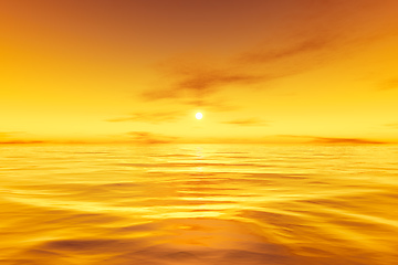Image showing beautiful yellow sunset over the ocean background