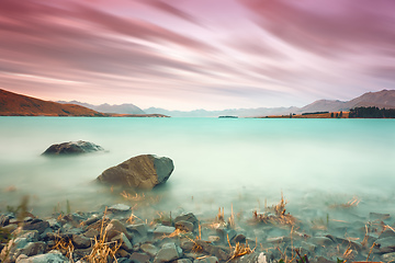 Image showing long time exposure at lake Tekapo New Zealand