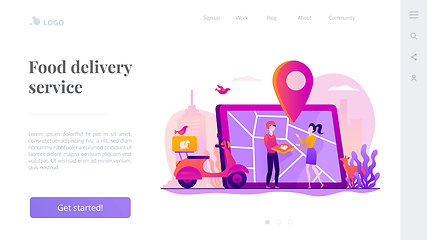 Image showing Food delivery service landing page template.