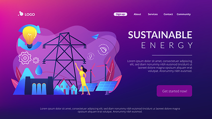 Image showing Sustainable energy concept landing page.