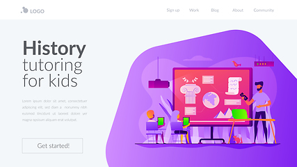 Image showing History lessons landing page template.