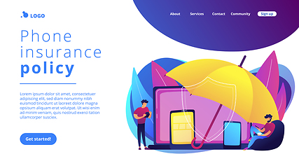 Image showing Electronic device insurance concept landing page.