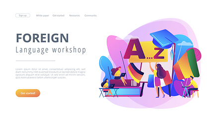 Image showing Foreign language workshop concept landing page.