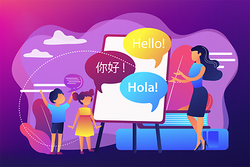 Image showing Language learning camp concept vector illustration.