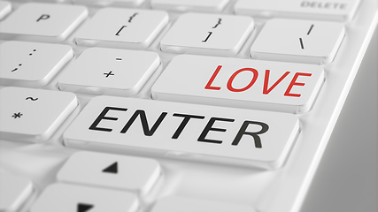 Image showing computer keyboard press enter for love
