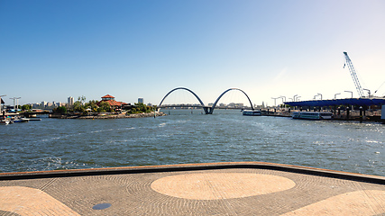 Image showing Elizabeth Quay Bridge at Perth Western Australia