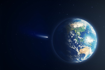 Image showing Earth view with comet Neowise