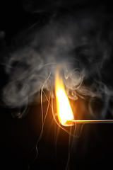 Image showing match flame dark background