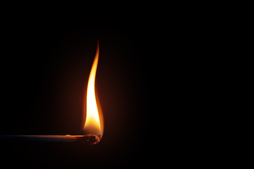 Image showing match flame dark background