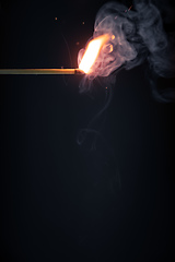 Image showing match flame dark background