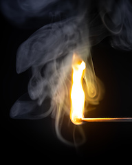 Image showing match flame dark background