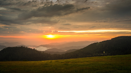 Image showing sunset landscape scenery near Kniebis Germany