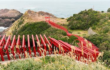 Image showing Motonosumi Shrine in nagato of Japan