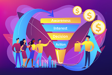 Image showing Sales funnel management concept vector illustration.