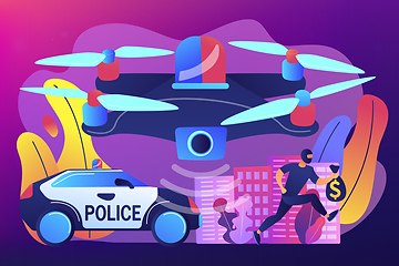 Image showing Law enforcement drones concept vector illustration.