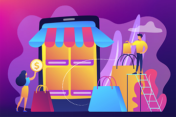 Image showing Mobile based marketplace concept vector illustration.