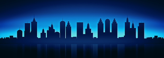 Image showing city skyline by night background banner