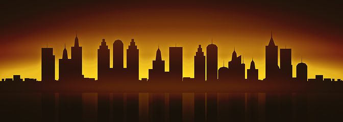 Image showing city skyline by night background banner