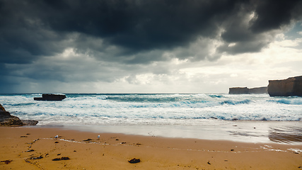 Image showing sand beach at the Great Ocean Road near Melbourne south Australi