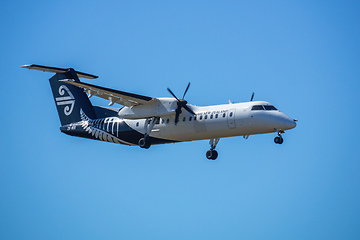 Image showing Air New Zealand airplane is landing at the Auckland Airport